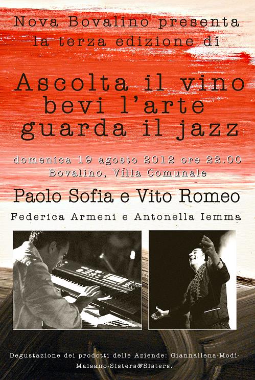 Nova Bovalino, domenica III edizione di "Ascolta il vino, guarda il jazz e bevi l'arte"